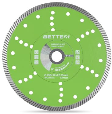 BETTERI Diamanttrennscheibe 230mm x 22,23 mm, Diamant-Trennscheibe zum Trennen von Fliesen, Beton, Stein, Ziegel, Mauerwerk, Block, Industriequalität Diamantscheibe für Trennschneider