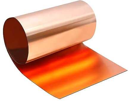 Uxney Lámina de cobre 99,9% ，Puro Hoja de Cobre 1000 x 300 x 0.5 mm，Aplicable a diversos proyectos de reparación del hogar y bricolaje.