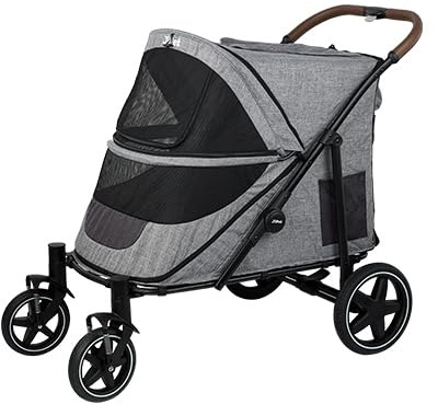 JoPet Pet Stroller for medlium and Large Dogs, Foldable carts, Carrier, One-Hand Automatic Folding, Quick Release Wheel, Dual Entry, Rubber Wheels