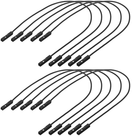 sourcing map Female to Female 1Pin Breadboard Jumper Wire Ribbon Cable 20cm Long Electronics Breadboard Ribbon Cables for Breadboard Electronic Projects Pack of 10,Black