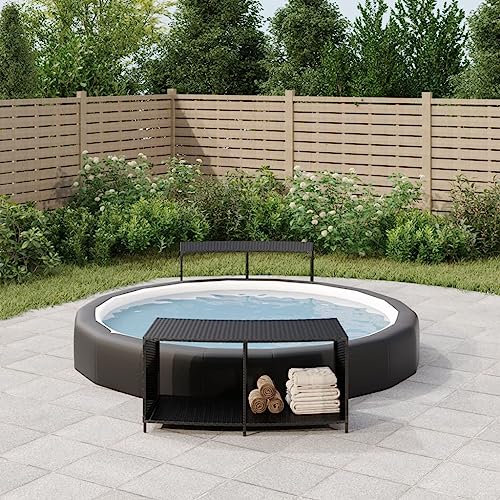 SECOLI Outdoor-Regale 2 STK Poly Rattan Schwarz-Schwarz-Typ 4