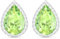 Linawe Silver Green Imitation Diamond Morganite Titanium Stud Earrings for Women, Cubic Zirconia Rhinestone Crystal Iridescent Teardrop Earrings Studs, Wedding Bridal Bridesmaid Earrings
