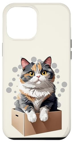Hülle für iPhone 13 Pro Max Chonk Boi Süße Fat Calico Katze sitzend in einer Pappschachtel
