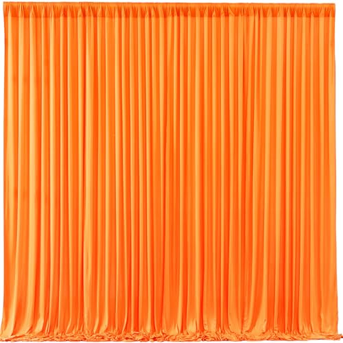 Orange Backdrop Curtains - 6 Panel Wrinkle-Free Polyester Photography Drapes for Baby Shower & Birthday Party - 24 X 10FT