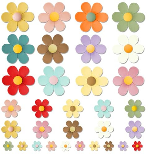 PIWOSGOL 32 Stück 3D Kühlschrankmagnete Für Blumen,Lustige Dekorative Kühlschrank Magnete mit 12 Farben,Bunte Magnete für Magnettafeln, Kühlschränke, Fotos,Whiteboards, Küchen -3 Größen