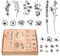 JINJUMEI 22 Stück Holz Stempel Set, Blumen und Pflanzen Motive, Dekorative Montierte Stempel für Scrapbooking, DIY Karten Machen