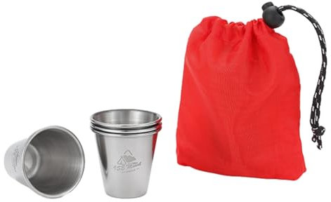 Psdndeww Bicchiere in acciaio inox, impilabile, in metallo, riutilizzabile, per campeggio, feste