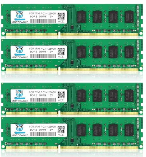 Kit de mémoire RAM DDR3 32 Go (4 x 8 Go) PC3-12800U DDR3-1600 UDIMM 2Rx8 DIMM DDR3 8 Go 1600 MHz SDRAM 240 broches 1,5 V CL11 Non-ECC