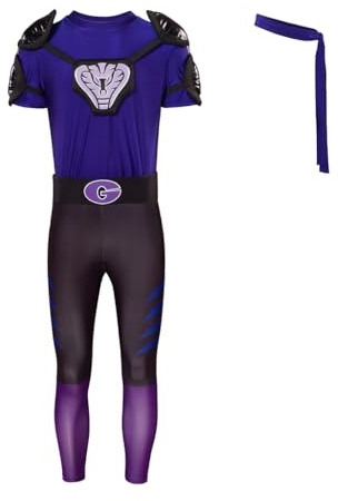 RocailleCos Dodgeball White Goodman Cosplay Kostüm Erwachsene Lila Kobras Jersey Sportswear Outfit Halloween Set für Herren (Lila, S)