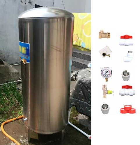 Tanque de pozo 100L 200L 300L Tanque de Presión Grande para el Hogar, Depósito a presión de agua para sótano/cocina, Depósito de expansión de alta presión para todas las estaciones(15.9Gal/60L)