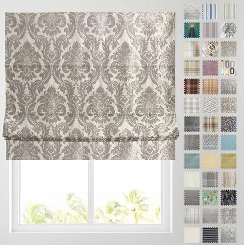 Barnes Blinds - Patterned Roman Blinds, Fully Lined, Custom Sizing Available - Durable Fittings Easy Fit (Pisa Natural 183cm)