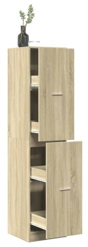Homgoday Apothekerschrank Auszugschrank Apothekermöbel Aufbewahrungsschrank Küchenschrank Beistellschrank für Küche Wohnzimmer Büro Sonoma-Eiche 40x41x174,5 cm Holzwerkstoff