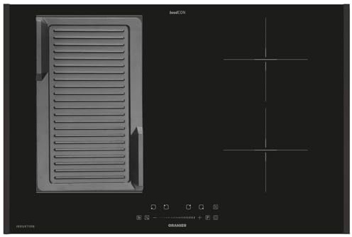 Oranier FlexX-Induktion KXI480 - Induktionskochfeld 80 cm mit Maxi- und Brückenfunktion & gerillte Grillplatte & schwarze Seitenleisten