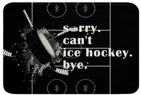 Loussiesd Kinder Eishockey Badematte 50x80 Sorry Can't Ice Hockey Badteppiche für Badezimmer Wohnzimmer Wintersportthema Anti-Rutsch Badezimmerteppich Zimmer Dekor