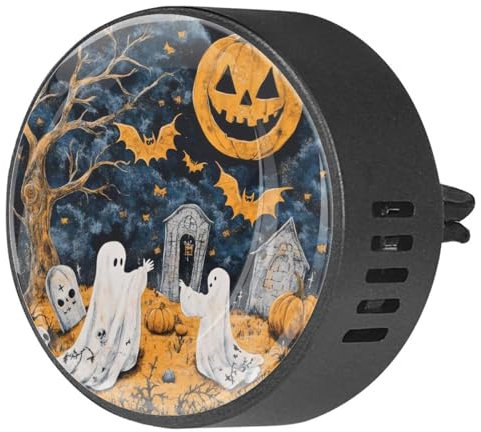 VAPOKF 2 Stück Lüftungs-Clips Auto-Lufterfrischer mit Geistern, toter Baum, Kürbis, Fledermäuse, Aromatherapie, Diffusor für ätherisches Öl