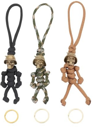 Diyxisk Schlüsselanhänger Herren, 3 Stücke Totenkopf Schlüsselanhänger, Individualität Paracord Schlüsselanhänger, Totenkopf Schlüsselanhänger Motorrad, Geeignet für Geldbörsen, Gepäck, Koffer
