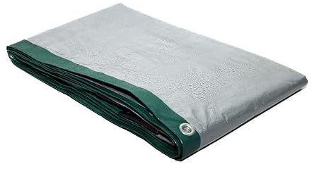TARPAFLEX 7m x 7m Green/Silver Tarpaulin Waterproof Heavy Duty Tarp Sheet Cover, 140gsm Multipurpose Groundsheet With UV Protection & Shrinkproof Material