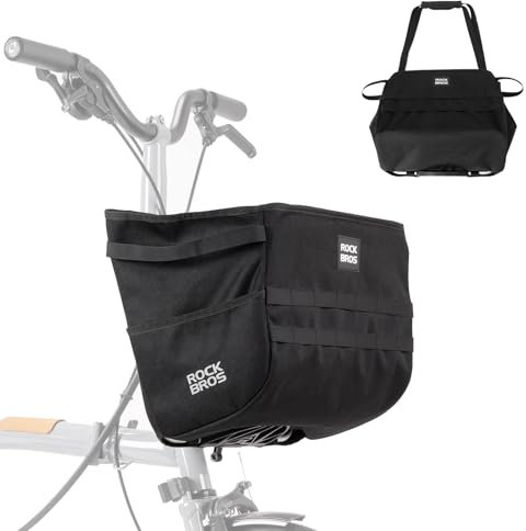 ROCKBROS Fahrradlenkertasche für Brompton Faltradkorbtasche Fronttasche Fahrrad Pendeln Aufbewahrungstasche für den Fahrradlenker Schwarz