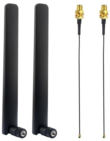 Kaunosta 4 Pack T-Mobile External Antenna Kit, 2 x 5G/4G Antenna SMA Male 600-6000Mhz 12dBi Mimo Antenna+2 x 15cm MHF1 to SMA Female Extension for Spypoint Trail Camera/T-Mobile 5G Gateway etc.