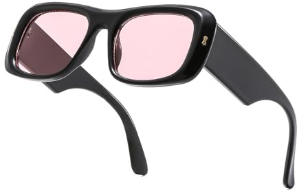 Suertree Sonnenbrille Damen Retro Klassische Sonnenbrille Vintage Mode Rechteckige Y2K Oversize Rahmen Sunglasses Brille UV400 Schutz
