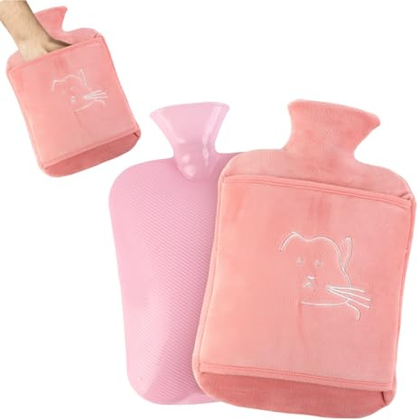 MHwan Wärmflasche mit Bezug, 2L Große Kuschelig, plüsch und Flauschige, PVC Explosionsgeschützte und Auslaufsichere Wärmflasche Kinder und Erwachsene, Langlebige Isolierung und lange Lebensdauer