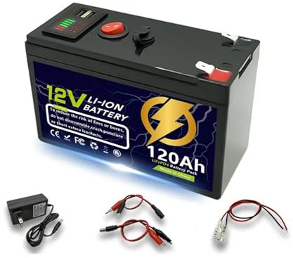 Batteria al litio LiFeP04 da 12 V 60-150 Ah con BMS integrato for applicazioni di ricarica solare, fishfinder, campeggio all'aperto, marine e fuori rete(12V 120Ah)