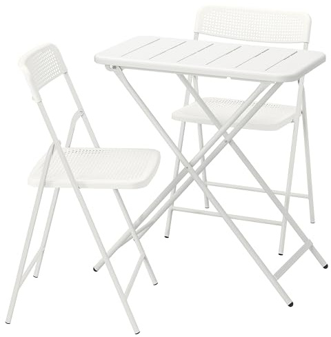 ProTuning TORPARÖ Tisch und 2 Klappstühle, Outdoor, klappbar, weiß/weiß, 70x42 cm