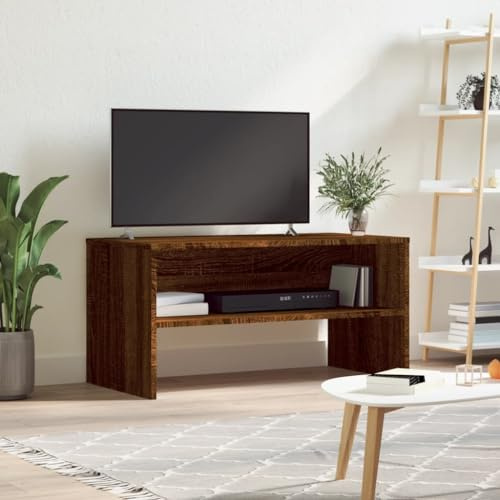 LoogCape TV Cabinet Brown Oak Look 80 x 40 x 40 cm, Wood Material, Robust Universal TV Stand with Open Compartment, Sturdy Media Rack for Living Room, Bedroom