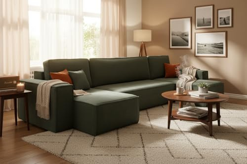 Imebel Sofa mit Schlaffunktion für Wohnzimmer - Couch für Wohnlandschaft U Form - Schlafsofa mit Bettkasten - Sofas & Couches - Ecksofa U-Form mit Modern Design - Shlafcouch Denis