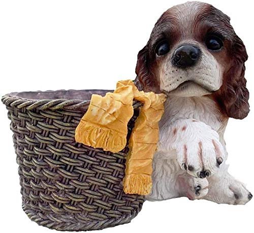 HCZKIUJY Statue für den Außenbereich, Gartenskulptur, Hundestatue, Skulptur, Harz, Persönlichkeit, Hund, Blumentopf, Kunsthandwerk, Gartendekoration für den Außenbereich, 23 × 19,5 × 1