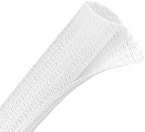 Wire Loom Tubing, White, 5mm, Split Braided Cable Management Sleeve | 3 Metres, Flexible Mesh Cord Protector, Cable Sleeve For TV Computer