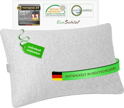 EcoSchlaf® Airflow Ergonomisches Kopfkissen | Kissen aus Memory Foam (Grau)