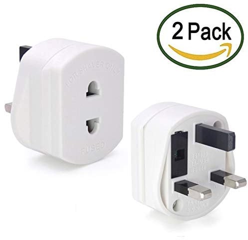 [2 Pack] Heavy Duty UK 1A Fuse Toothbrush Adaptor Plug UK Electric Shaver Razor Adaptor 2 Pin To 3 Pin Toothbrush Plug Socket Converter