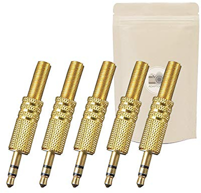 5X 3,5-mm-Klinkenstecker, vergoldet, Lötanschluss für Stereo-Miniklinkenstecker