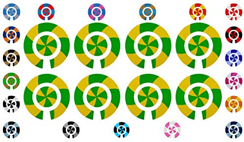 Acclaim Lawn Bowls Identification Stickers Markers 2 Full Sets Of 4 Self Adhesive Graduated Spiral (Green/Yellow)