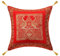 Stylo Culture Indisch Dekorativ Brokat Sofa Kissenbezug 45x45 cm Rot Gold 18x18 Jacquard Brokat Border Quasten Polydupion Seide Pfau Blumen Platz mit Reißverschluss Zierkissen | 1 Pc