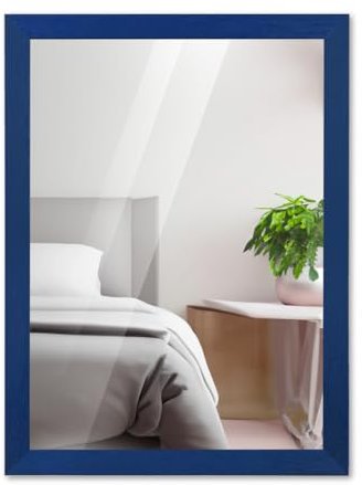 CHELY INTERMARKET MOD146 Espejo De Pared Cuerpo Entero Azul Moderno 50x70cm para Dormitorio Salón Recibidor Estilo Decorativo Grande Montaje Vertical Horizontal Incluye Kit De Colgar