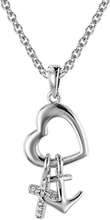 trendor Glaube Liebe Hoffnung Anhänger mit Halskette Silber 925 39434 | modischer Silberschmuck für Damen, diese Kette ist eine tolle Geschenkidee