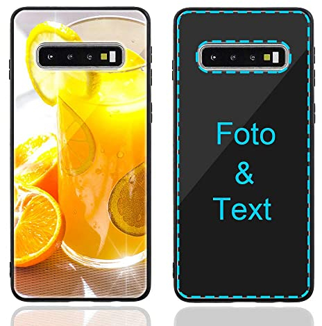MXCUSTOM Personalisierte Handyhülle für Samsung Galaxy S10+ S10 Plus,Benutzerdefiniert kratzfest Gehärtetes Glas Weicher Stoßfänger Hülle mit Eigenem Foto Bild Text Individuelle Schutzhülle(GHS-BK-P1)