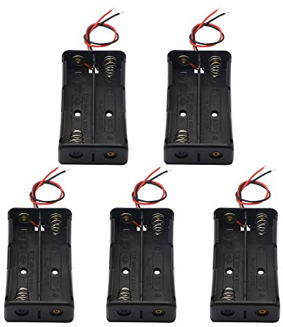KANGPING 18650 Batteriehalter, 2 Steckplätze, 3,7 V, DIY Batterie-Aufbewahrungsbox in Serie aus Kunststoff, für 18650 Akku mit Anschlusskabel (5er-Pack)