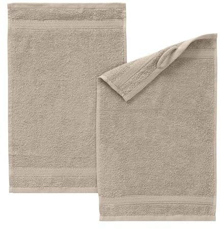 G BETTWARENSHOP Frottierserie Essential – Hochwertige Handtücher aus 100% Baumwolle – Saugstark, Weich & Pflegeleicht Gästetuch 2er Pack 30x50 cm, Cappuccino