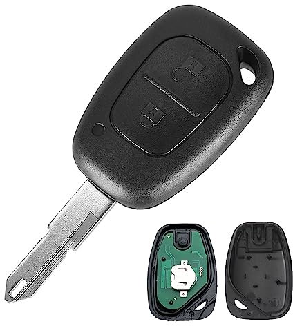 Heart Horse 433Mhz Clé Télécommande pour Voiture 2 Boutons pour Ren-Ault Trafic Master 2 Kangoo Opel Vauxhall Vivaro Movano Coque de Clé de Voiture avec ID46/PCF7946 Puce et Batterie - Ne73 Lame