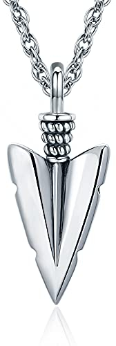 PRAYMOS Pfeilspitze Herren Halskette S925 Sterling Silber Pfeil Schmuck Personalisierter Anhänger für Mann Freund Bruder Ehemann Geschenk,20''+2'' Kette