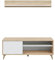 Mobelcenter, Mueble de TV Kikua, Módulo TV 1 Puerta y 2 Huecos, Estante de Pared, Color Blanco Artik y Roble Canadian, Medidas: Ancho: 135 cm x Alto: 50 cm x Fondo: 40 cm (1234)