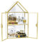 Smilkat Armoire murale en verre pour salle de bain, petite vitrine avec portes de rangement montées, miroir curio doré à 2 niveaux