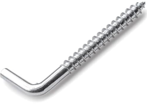 SS8® Tornillos de gancho en L de 45 mm (paquete de 20) ganchos cuadrados de metal para colgar tazas, llaves, cuerdas de tracción, imagen para colgar en interiores y exteriores