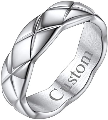 FOCALOOK Herren personalisiert Partnerring Edelstahl Ehering Verlobungsring 6mm breit X-Kreuz Design Trauring Antragsring Hochzeit Verlobung Modeschmuck für Männer Größe 59 (18.8)