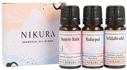 Nikura | Sleep Essential Oil Blends Set - Cosy Night in, Relax & Unwind & Sweet Dreams | Strong Fragrance for Soap and Candle Making, Diffusers for Home, Vegan, 100% Pure and Natural