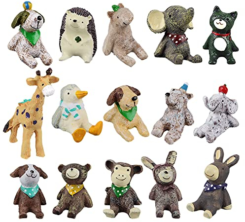 RosyFate 15 Stücke Tierfiguren Wald, Kleine Tiere Figuren Set, Tiere Figuren Kinder, Mini Bauernhof Tierfiguren, Wildtiere Spielzeug Set, Kuh, Eichhörnchen, Hase, AFFE