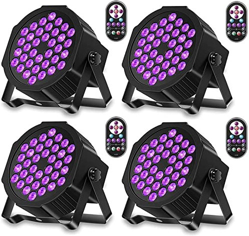 U`King 36LED Black Lights, 72W UV Blacklights Stage Lights with Glow in The Dark Party Supplies by Remote DMX Control for Christmas Blacklight Tapestry Church Birthday Party DJ Bars Nightclubs